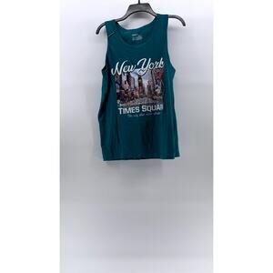 VERTICAL SPORTS Men's Blue New York Times Square Graphic Scoop-Neck Tank SZ M